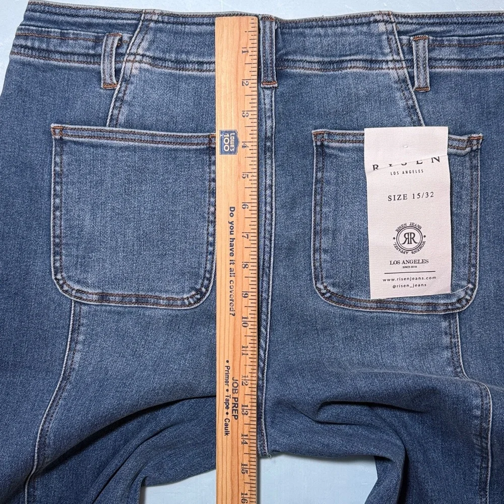 RISEN Wide Leg Jeans Sz XL 15 / 32 PW21536 High Rise Flare Pintuck Front NEW - Picture 7 of 16